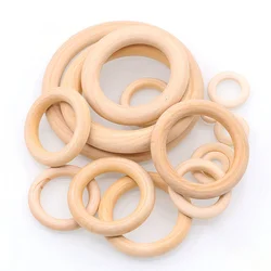 Wholesale Wooden Rings Circle DIY Kids Handmade Unfinished Solid Wood Hoops Craft Wedding Jewelry Making Party Decor 15-150MM