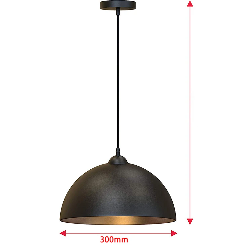 Nordic Retro Industrial Black Ceiling Pendant Lamp Dome Shade E27 Restaurant Dining Room Table Bar Decorative Pendant Light