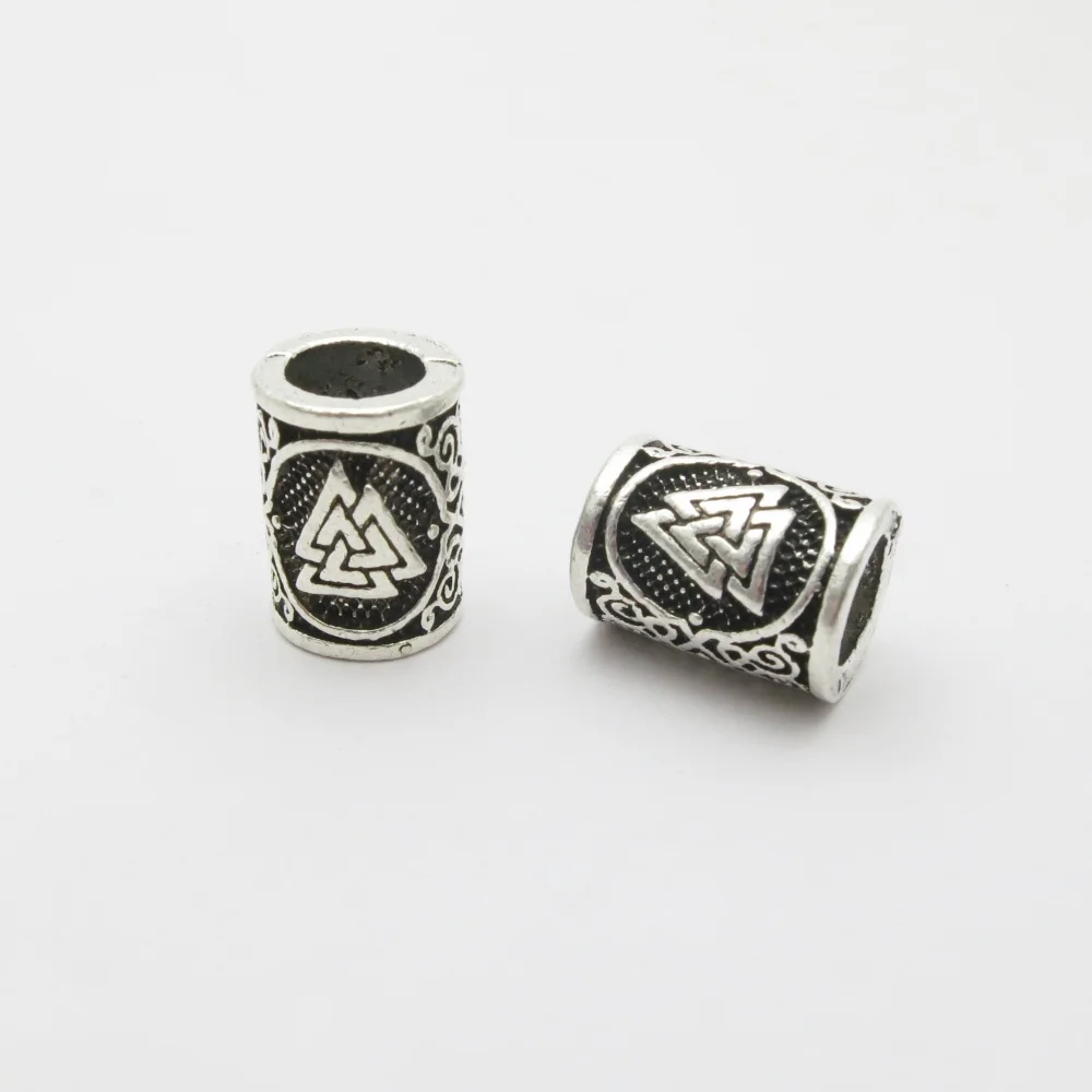 2pcs Valknut Aegishjalmer Vegvisir Big Hole beads Hair Beard Dreadlock Braid Rune Beads Tubes DIY Bracelet Making Supplies