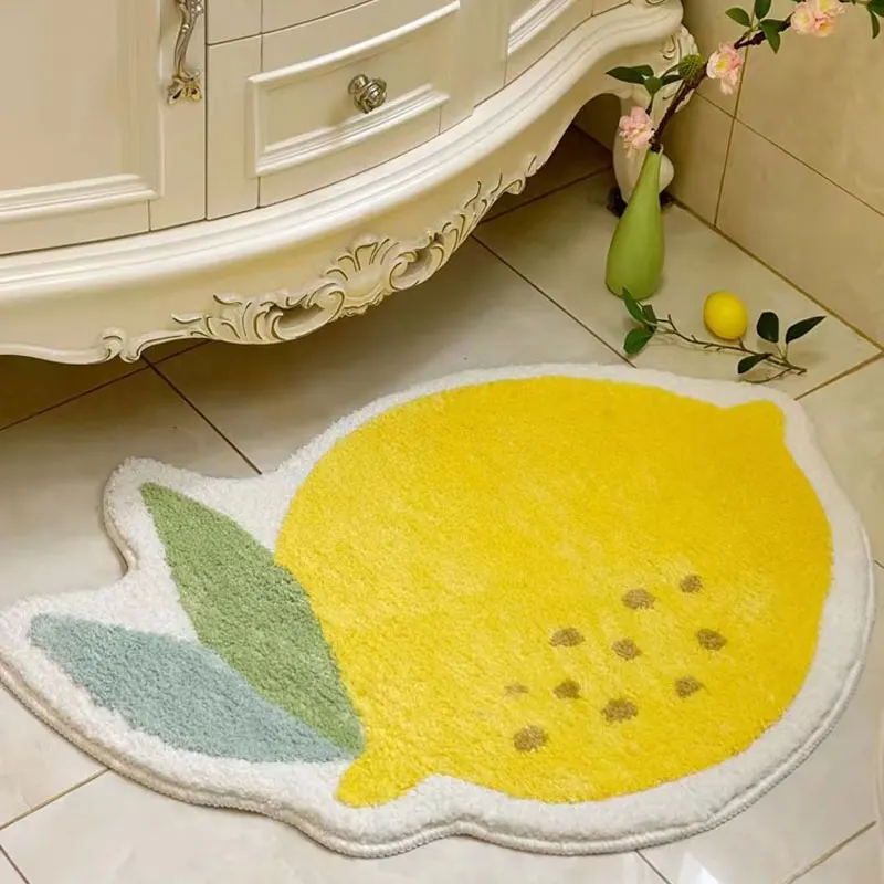 Fruit Carpet Door Mat Soft Lemon Thickened Fluffy Tufted Bathroom Absorbent Rug Bathroom Kitchen Porch Strawberry Floor Mat