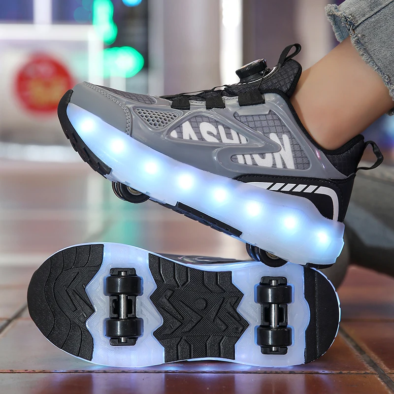 Roller Skate Shoes for Children Footwear Boys Girls 4 Wheels Sneakers Kids Outdoor Sport Game Toy Gift Light Up Boot