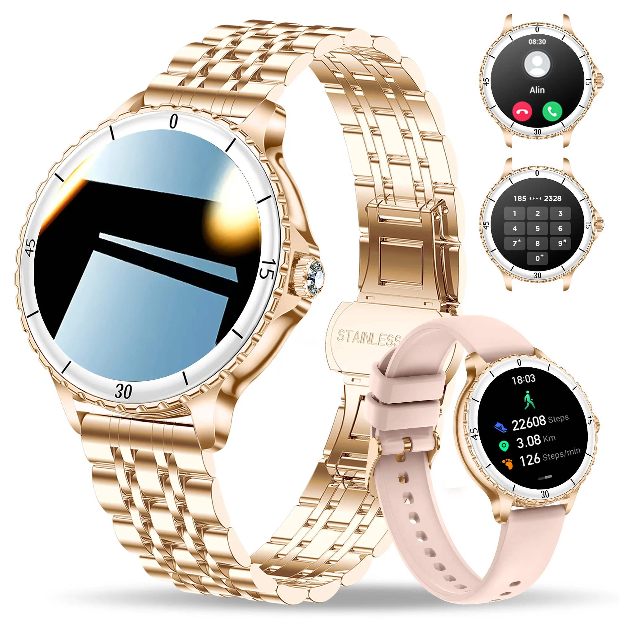 AliExpress rollstimi 2025 New women's Smart Watch Heart Rate Monitor Bluetooth Call Fitness Tracker Menstrual Cycle Manager IP68 Waterproof for Women