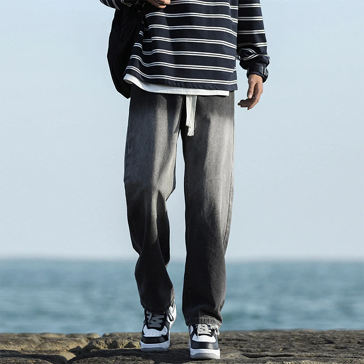 Men's Trendy Denim Pants Spring summer 2025 Loose Straight Leg   Street Vibe Gradient Hip hop boy