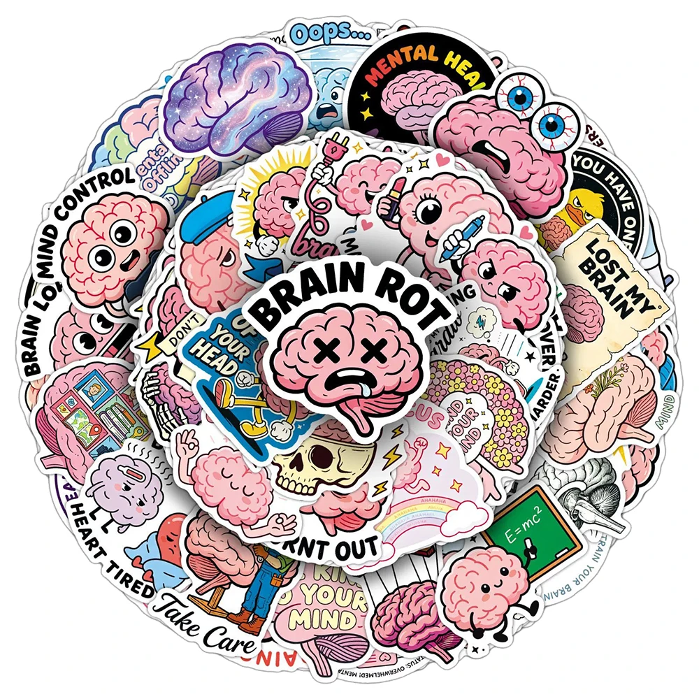 10/30/50pcs Funny Brain MEME Cartoon Stickers Cute Positive Mental Health Decals Toys DIY Scrapbooking Notebook
