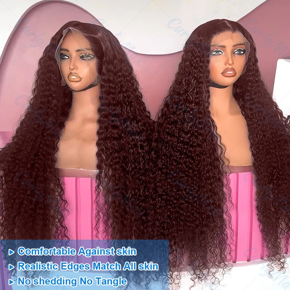 Brazilian 30 36 Inch Reddish Brown Deep Wave 13x6 HD Lace Frontal Wig 200% Loose Curly 13x4 Lace Front Human Hair Wigs For Women