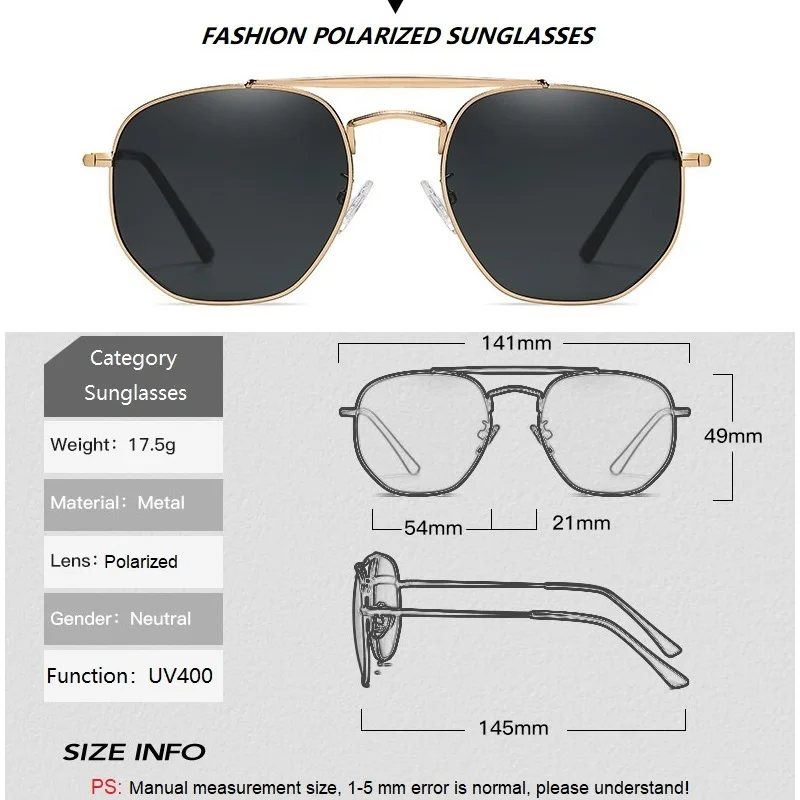 Classic Men Polarized Sunglasses Man Vintage Metal Frame Design Sunglass Woman for Outdoor Fishing Pilot Driving Eyewear UV400