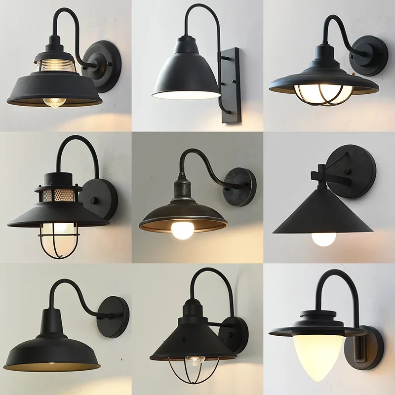 

American outdoor waterproof wall lamp retro balcony outdoor wall aisle villa sun room lighting