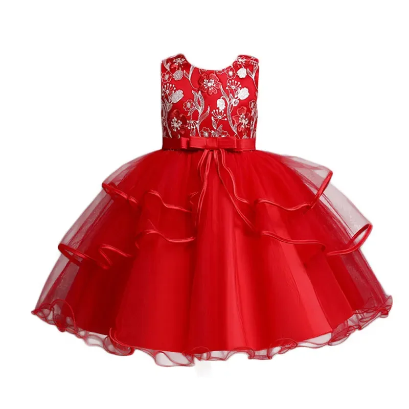 137  Fashion Prom Flower Girl Dresses Summer Kids Dresses for Girls Lace Sleeveless Children Girls Party Dress 2-10Y
