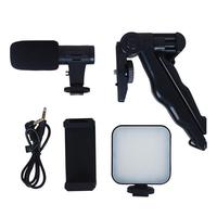 Smartphone Vlogging Kit With Tripod Phone Holder Mini Microphone LED Fill Light Starters For Live Stream Video