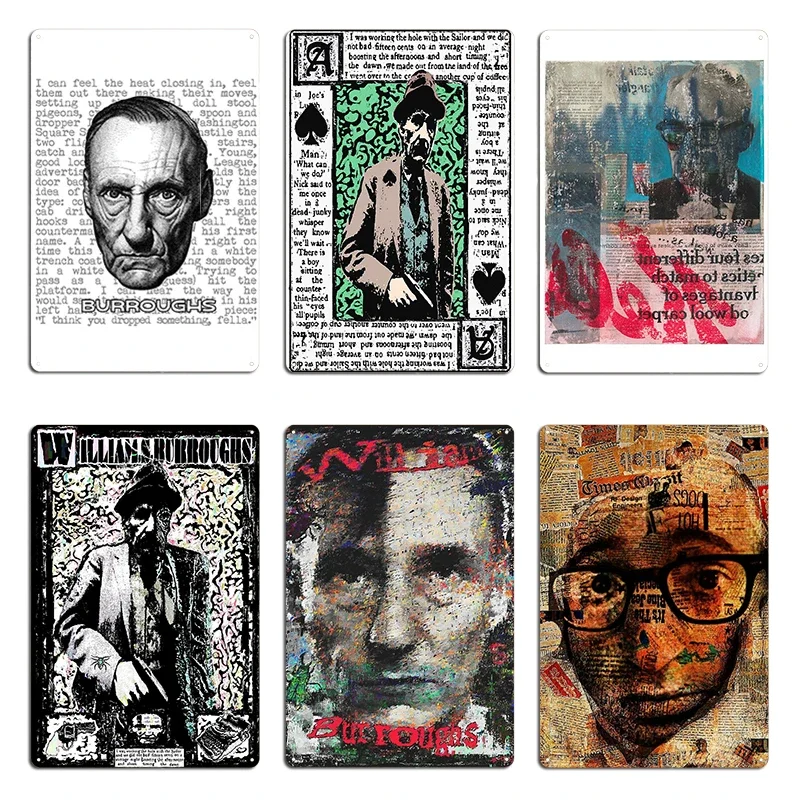 William Burroughs Tribute William.S.Burroughs Metal Sign Garage Pub Designing Create Garage Tin Sign Poster