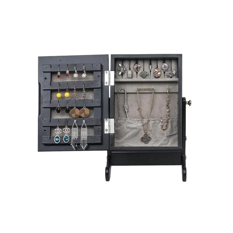 صندوق تخزين خزانة المجوهرات الصغيرة مع حامل - شاشة كونترتوب، لمسة نهائية سوداء لسهولة الوصول وأنيقة #1