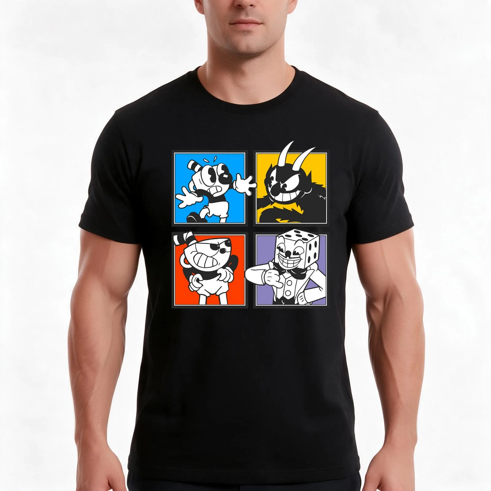 Cuphead Characters 1 - T-Shirt Summer Casual Cotton Tee, Unisex Men Women