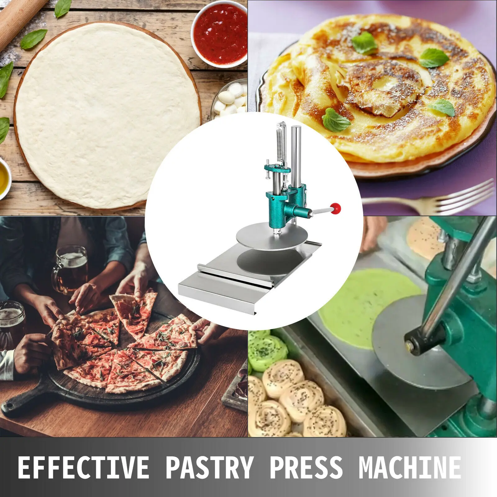 7.8in Manual Pizza Dough Press Machine Home Big Roller Sheeter Pasta Maker Pastry Flattening Presser Kitchen Appliance