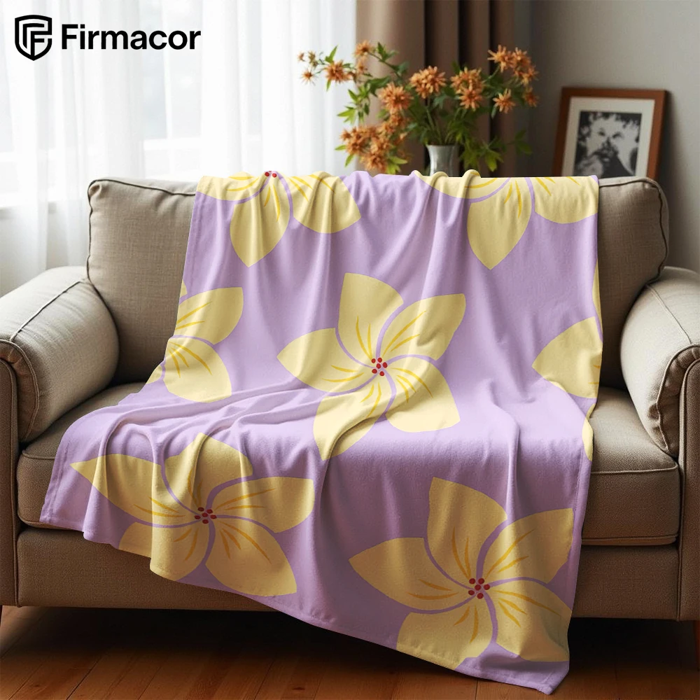 Plumeria Purple Base Anime Cartoon Flannel Blanket Soft Warm Throw for Bedroom Sofa Car Kids Holiday Gift