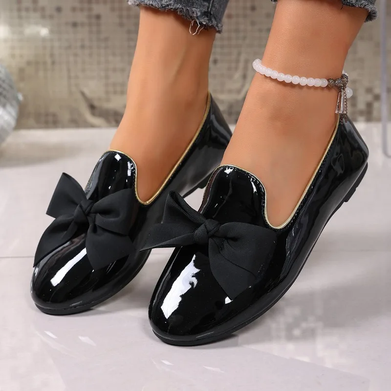 

Fashion Bowknot Slip on Loafers for Women 2025 Summer Solid Color Shoes Woman Comfort Soft Sole Platform Loafers