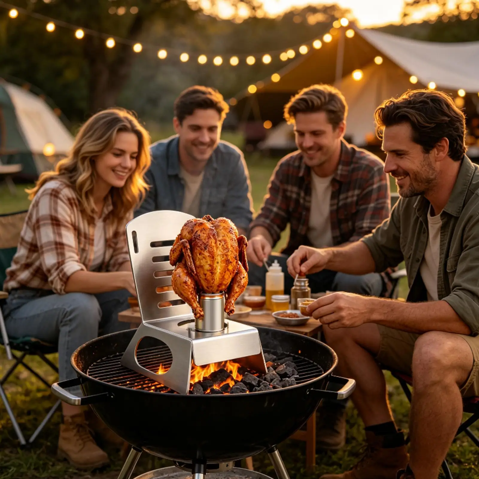 Beer Can Chicken Roaster Stainless Steel Upright Roasting Support Beer Can Chicken Grill Throne For Enthusiasts Home Chef