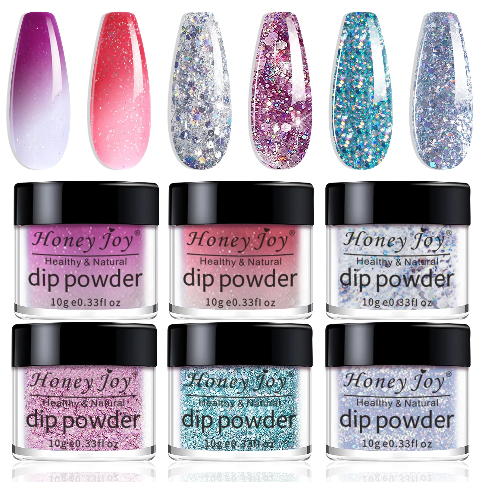 Shine Glitter Sequins Holographic Dip Powder Temperature Color Changing Dipping Nails Pigment Long-lasting No UV Light Needed