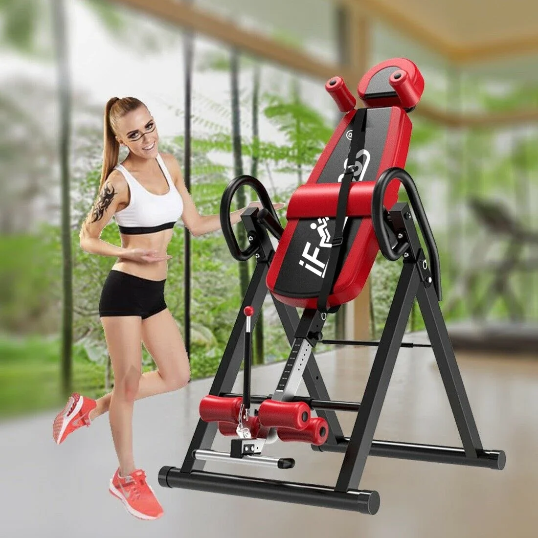 Home Body Exercise Fitness Gym Folding Gravity Top Inversion Therapy Table for Back Pain Relief with Adjustable Protective Belt