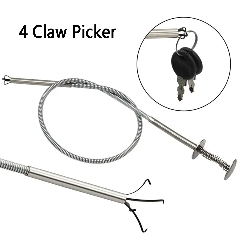 4 Claw 60cm Long Reach Flexible Pick Up Tool Spring Grip Narrow Bend Curve Grabber For Picking Up Nuts And Bolts