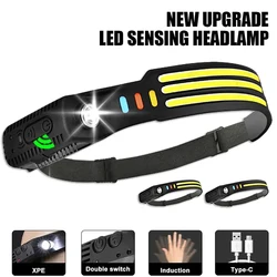 New Multimode LED COB Sensor Headlight Built-In Battery USB Rechargeable Waterproof Headlamp Outdoor Camping Fishing Lantern