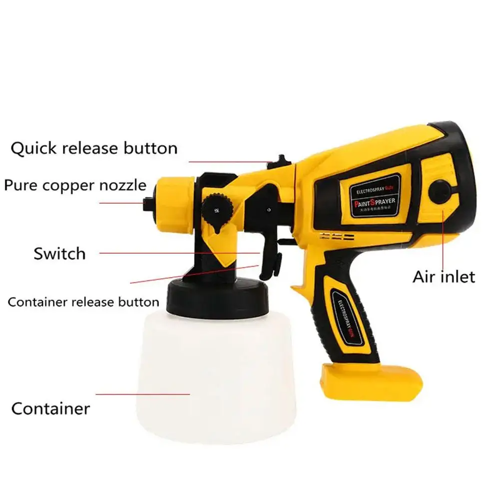 1000ML Brushless Electric Spray Gun HVLP Cordless Paint Sprayer Auto Furniture Steel Coating Airbrush For Makita 18V Battery