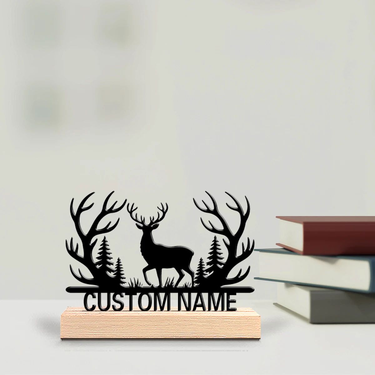 1pc Stylish Personalized Custom deer Metal Statues Wooden Base Lighting for Office Workshop Modern Rustic Steampunk Themes