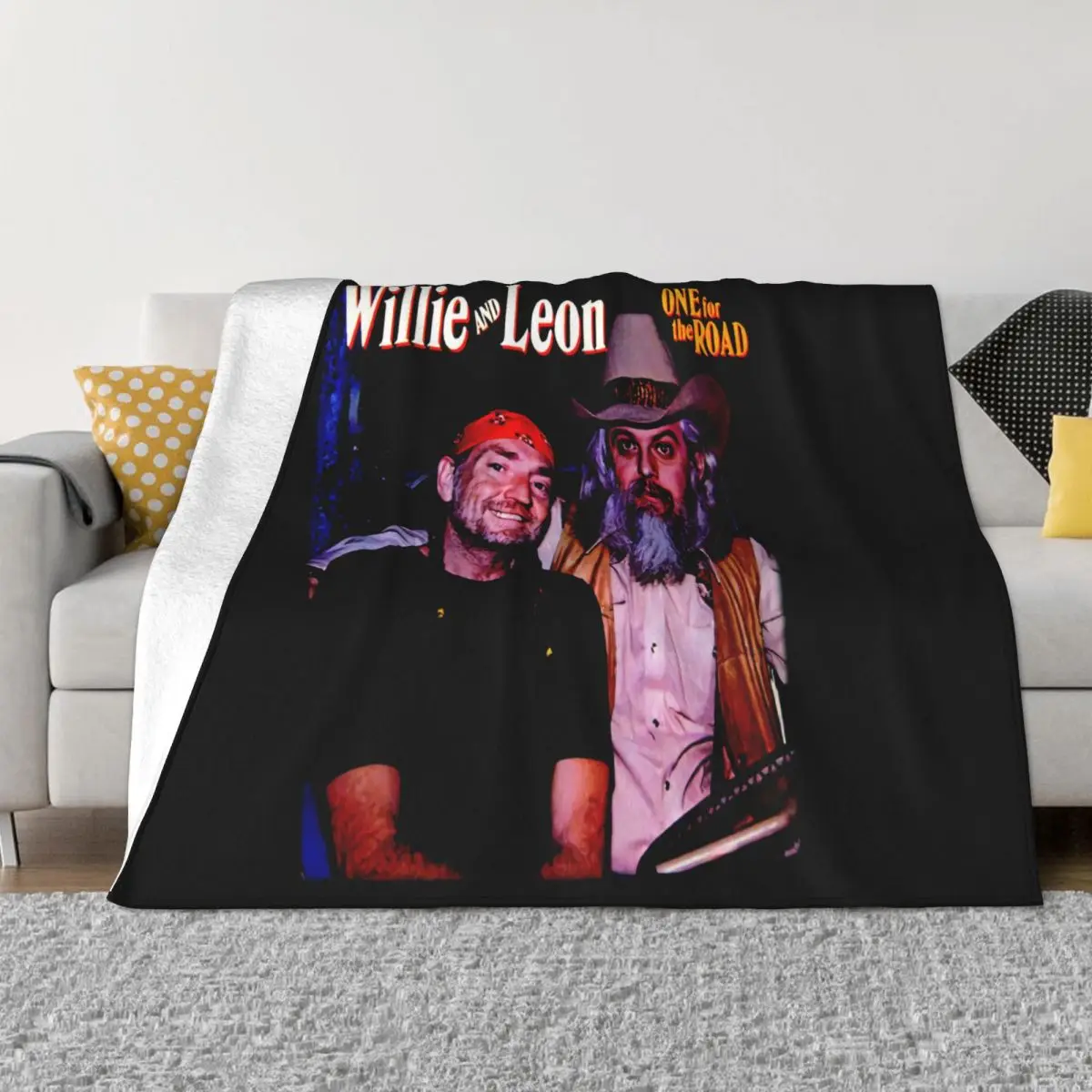 Vtg Willie Nelson Leon Russell One For The Road 1979 Reprint Holiday Pattern Creative Throw Blanket