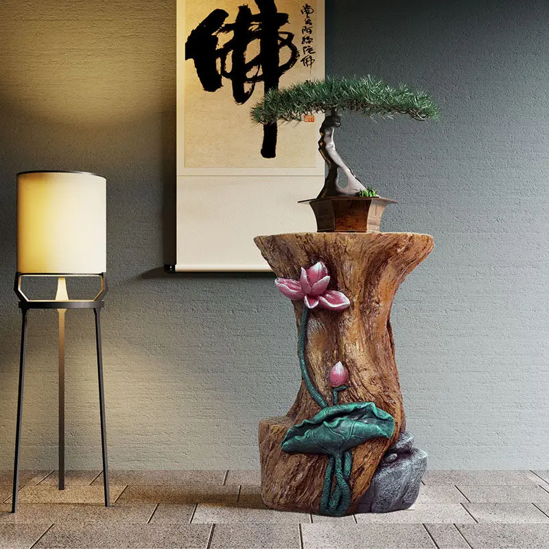 Flower shelf living room floor-to-ceiling indoor household balcony shelf rockery flowing water ornament fish tank green dill