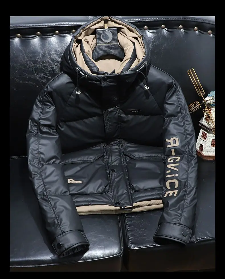 Down jacket winter short thickened men's hooded new fashion casual jacket trendy brand trend