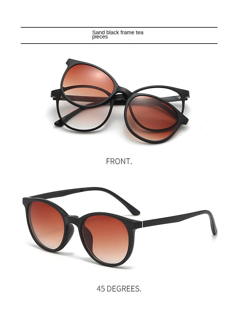 VCKA 6-in-1 Myopie-Polarisierte Sonnenbrille, transparenter grauer Rahmen, für Männer und Frauen, Clip-Magnetbrille, individuelle optische Brille, -0,5 bis -10 – Detail 17