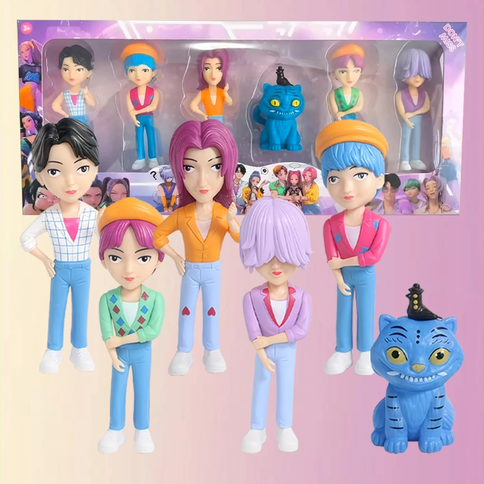 Q Version K-pop Figure 6Pcs/Set In Stock Saja Boys Creative Sculptures Desk Ornaments for Office Decoration Christmas Gift