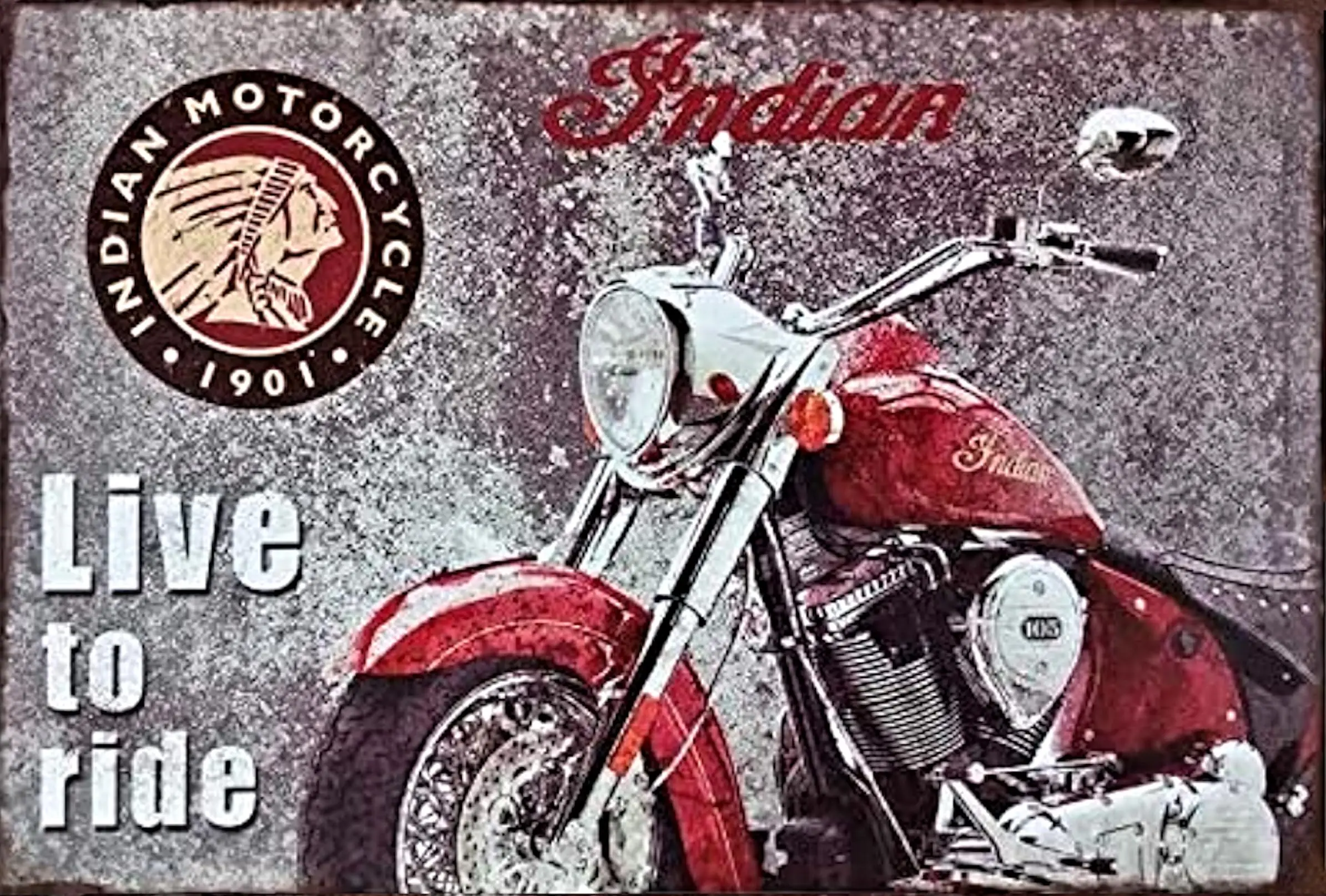 AshBro Vintage Tin Signs Live To Ride Vintage Metal Signs Perfect Mancave Garage Signs and Decor Motorcycle Metal Wall Signs 12x