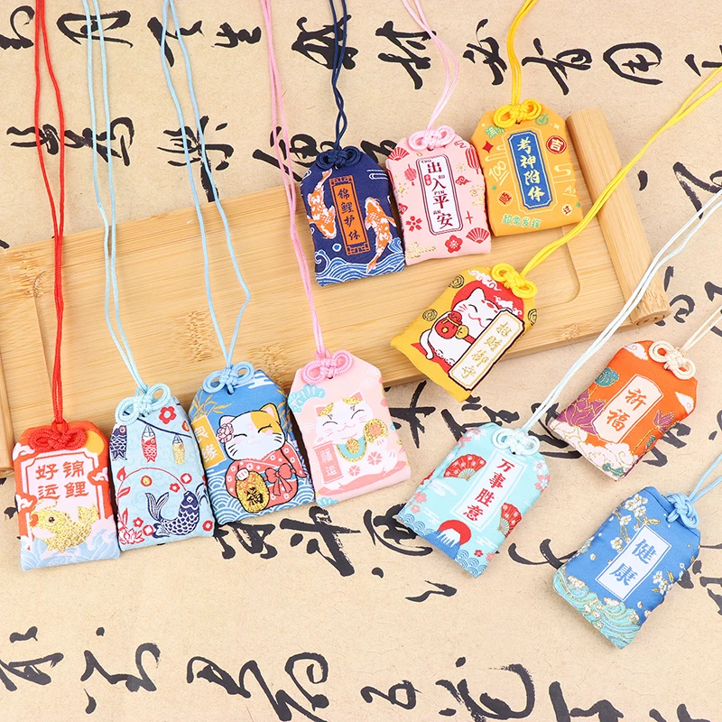 Japanese Prayer Omamori Pray Fortune Beauty Health Safety Lucky Charms Wealth Bag Guard Talisman Pendant Keychain for Couples