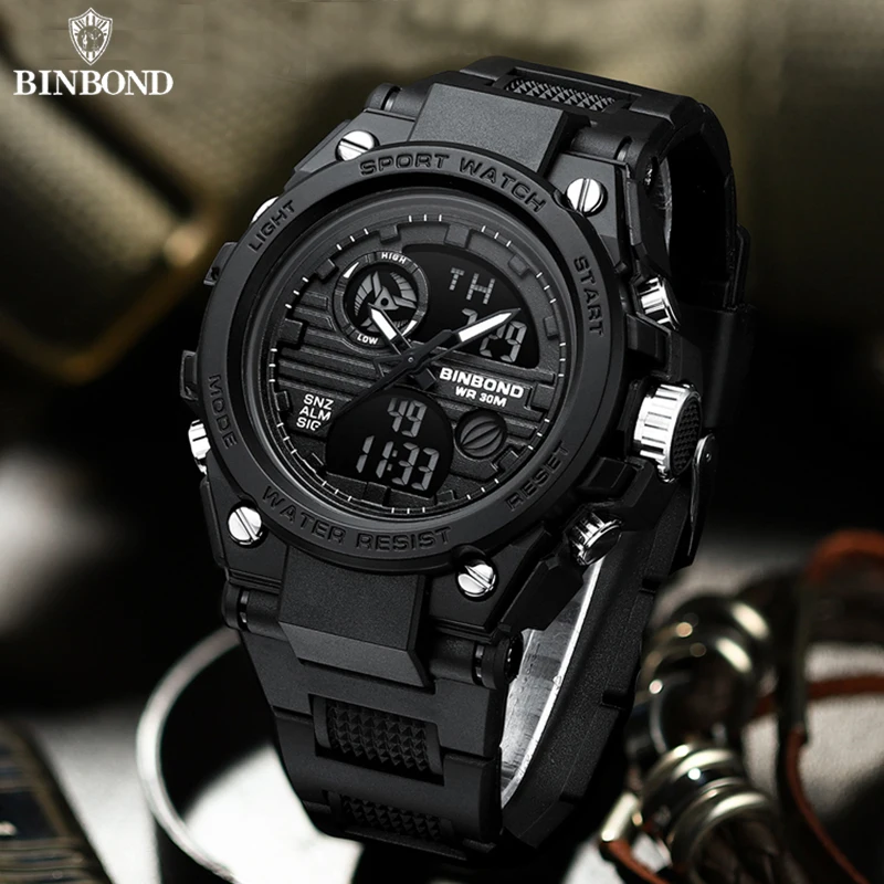 

BINBOND B885 New Top Brand Luxury Fashion Outdoors Quartz Men Watch 30M Waterproof Multifunctional Luminous Sport Men Wristwatch