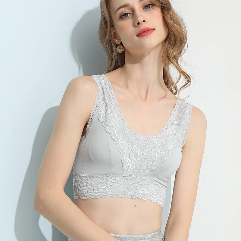 Birdtree, Silk Blended Lace Solid Bra, Women's Bralette 3/4 Cup Slim Underwear, Backless Basics Bras, 2026 Summer NewA64613JF