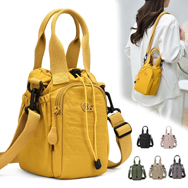 Tragbare Wasserflaschentasche mit Kordelzug, Kleine Handtasche mit Handyfach und Verstellbarem Schultergurt für Reisen und Spaziergänge – Detail 2