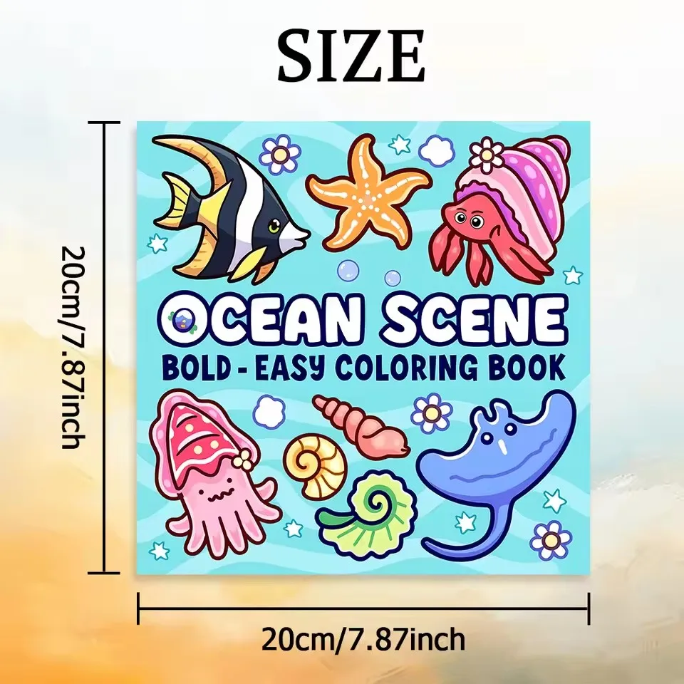 OCEAN SCENE Bold-easy Patterns Coloring Book for Adults Cute Drawing Perfect Gift Party and Birthday