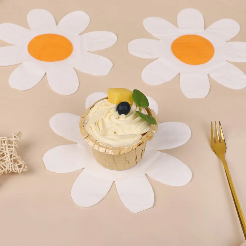 

20Pcs Pink White Daisy Flower Paper Napkins Party Disposable Tissues Towel For Birthday Baby Shower Wedding Decoration Supplies