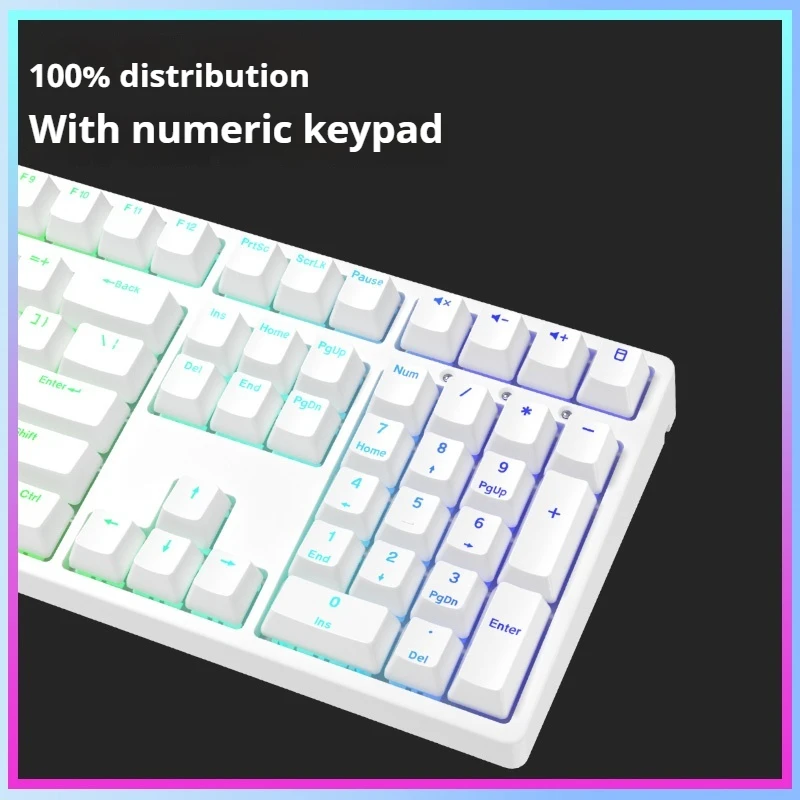 Ikbc Wired Mechanical Keyboard 108-Key Red Axis Switch Rgb Color Light Effect Symbol Ergonomic Abs Keycap Gaming office Keyboard