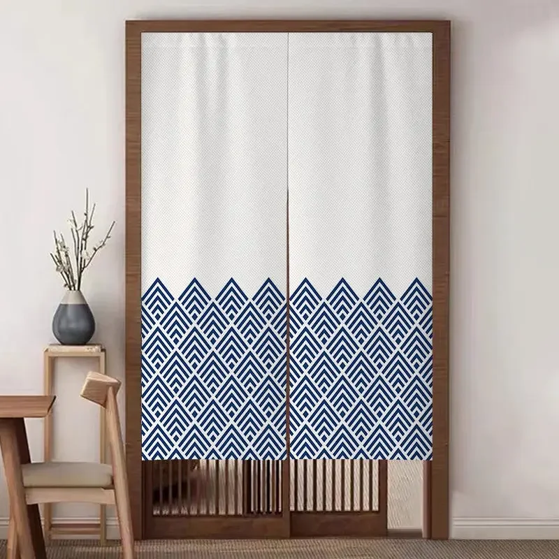 VIKAMA Japanese-Style Fan Pattern Door Curtain Vintage Kitchen & Bathroom Privacy Screen Bedroom Room Divider Curtain Home Decor