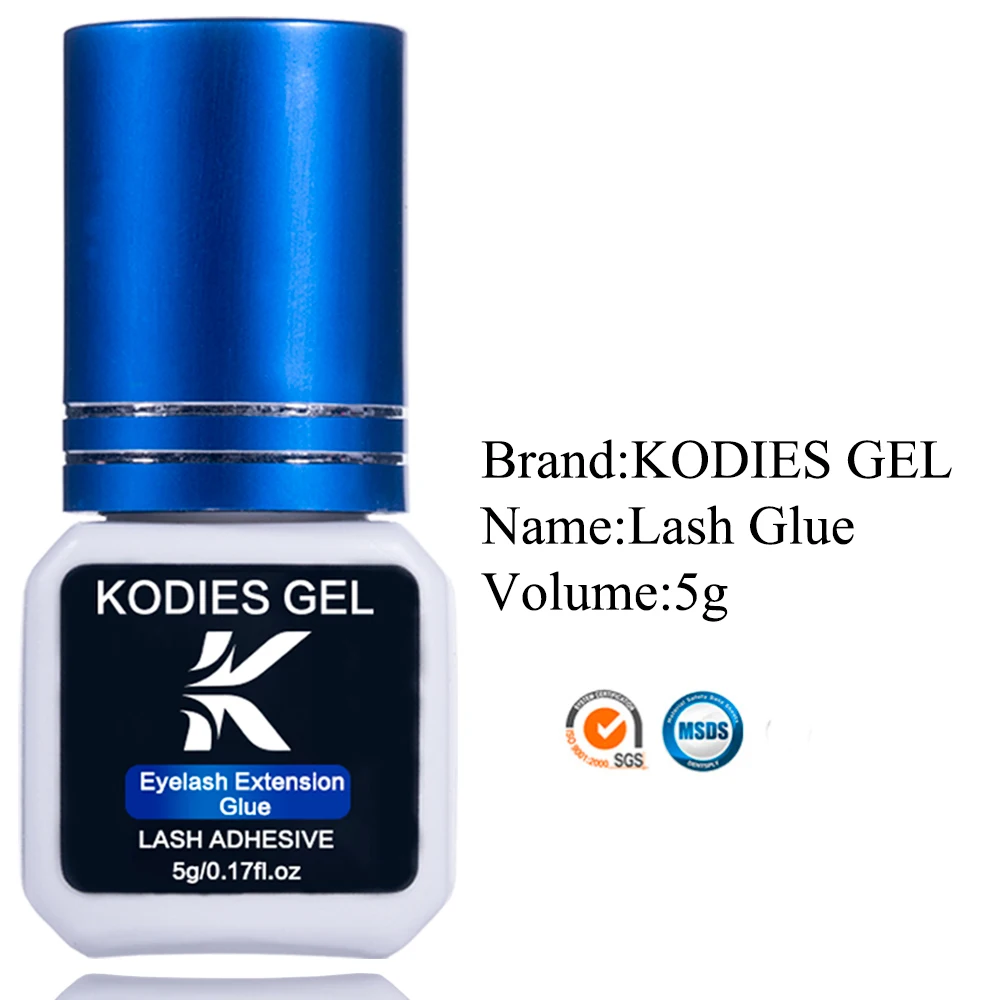 KODIES GEL New Eyelash Extension Glue 5g 1s Fast Dry Black Eye Lashes Glue Extra Strong Semi Permanent Bonder Last 7- 8 Weeks