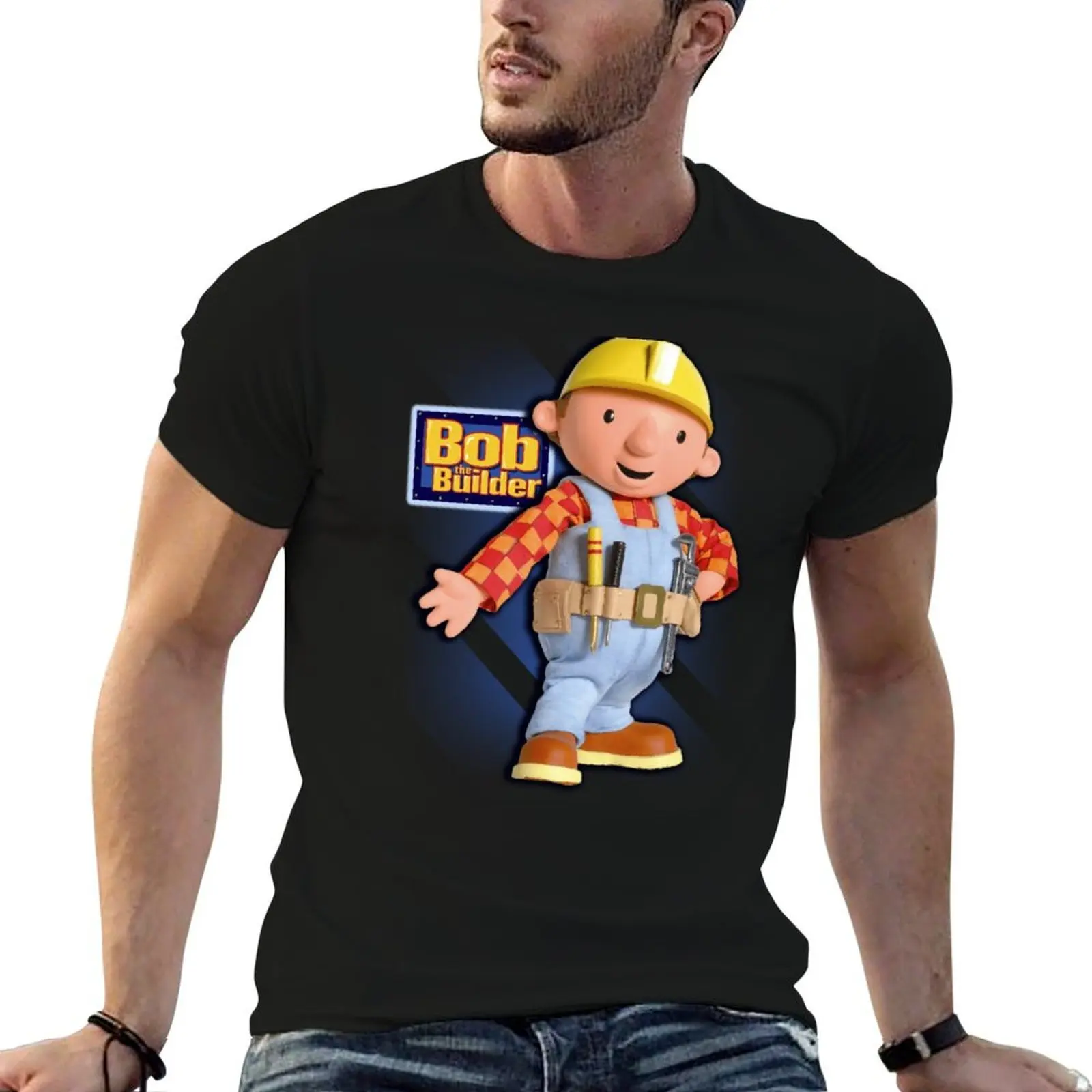 

Bob The Builder with shadow T-Shirt t shirt man casual t shirt men 100% cotton luxury brand T-Shirt