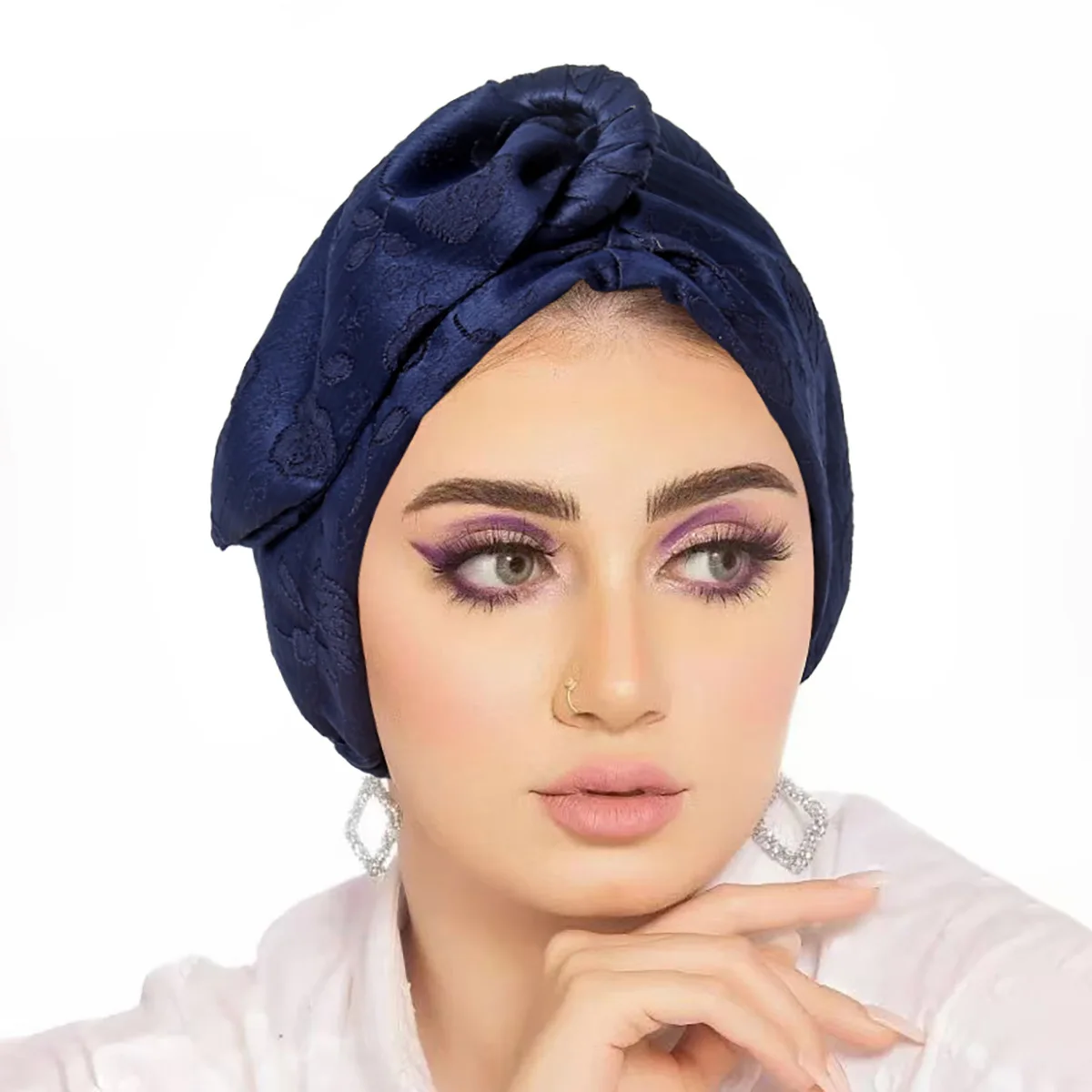 New Women Turban Jacquard Button Bow Hat Headscarf Muslim Hijab Chemo Cap Hair Loss Head Wrap Beanies Hats Bonnet Turbante Mujer