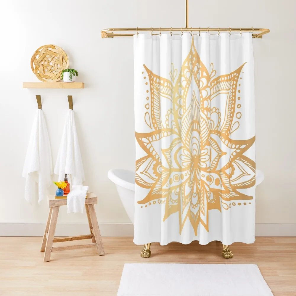 

Gold Lotus Flower Shower Curtain For Bathrooms Bathroom Accessory Luxury Bathroom Shower Curtain