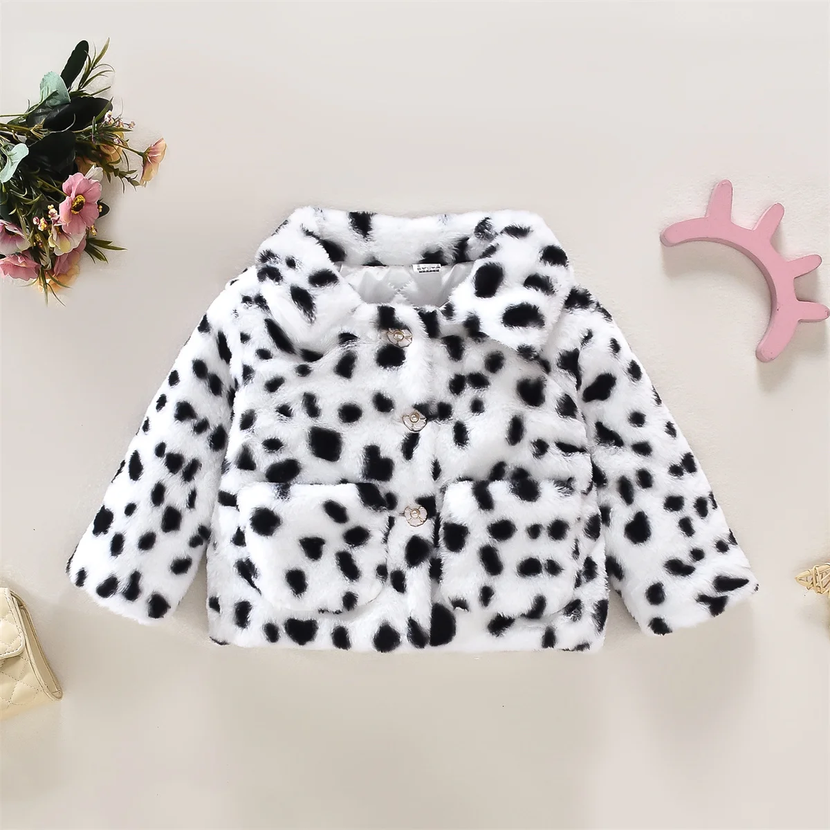 Winter Baby Girl Artificial Fur Coat For Children With European And American Leopard Pattern Fashion Cotton Filled Jacket