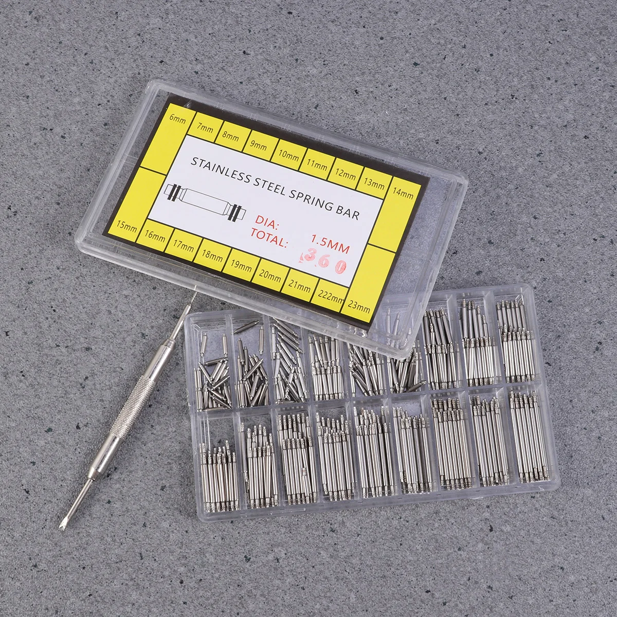 

360Pcs Stainless Steel Watch Spring Bars Professional Repair Replacement Pin Tool Kit 6-23mm Watch Wristband Repair Replacement