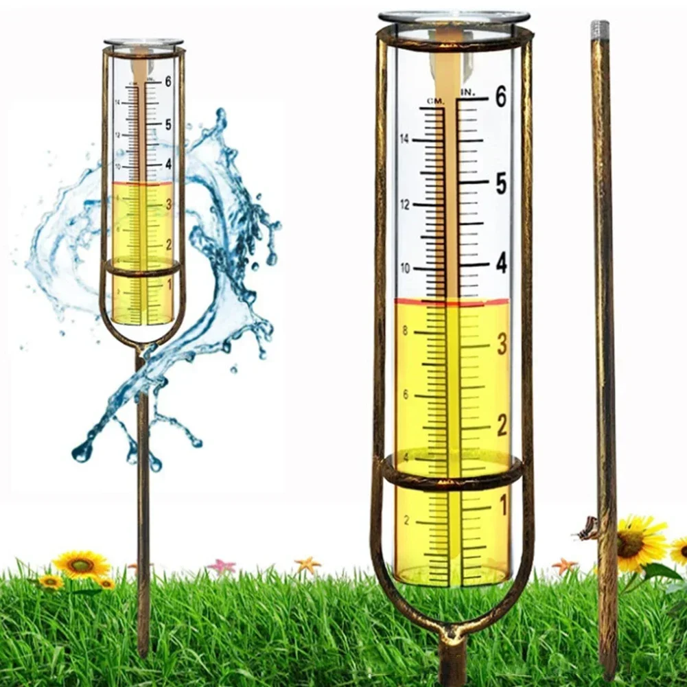 Large Clear Number Freeze Proof Rain Gauge Easy Installation Inches Metal Stake Outdoor Package Content Plastic Tube