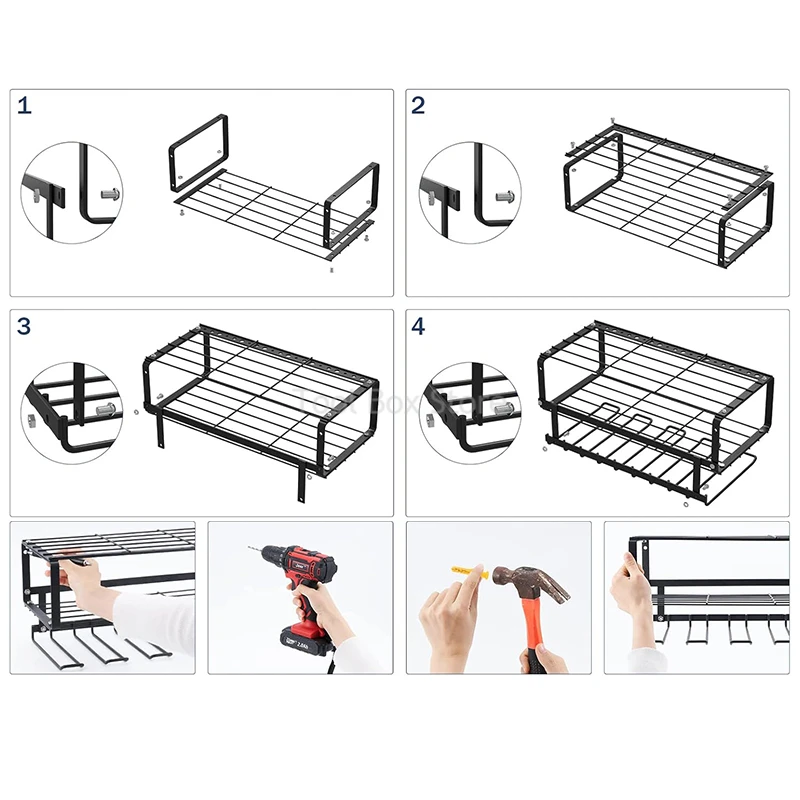 Imagem -05 - Suporte de Furadeira Elétrica de Parede Heavy Duty Power Tool Rack Camadas Gabinete de Ferramentas Flutuantes para Garagem e Oficina Organizador de Ferramentas