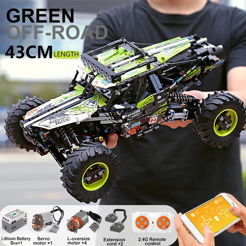 Mold King 18002 Giocattoli per auto tecniche Il MOC-19517 4WD RC Buggy Building Block Assemblaggio Modello di auto Set di mattoni Regalo di Natale per bambini