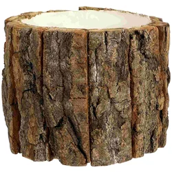 Waterproof Flower Bucket Rustic Pot Plant Pots Indoor Rural Desktop Decoration Outdoor Wooden Container Bark